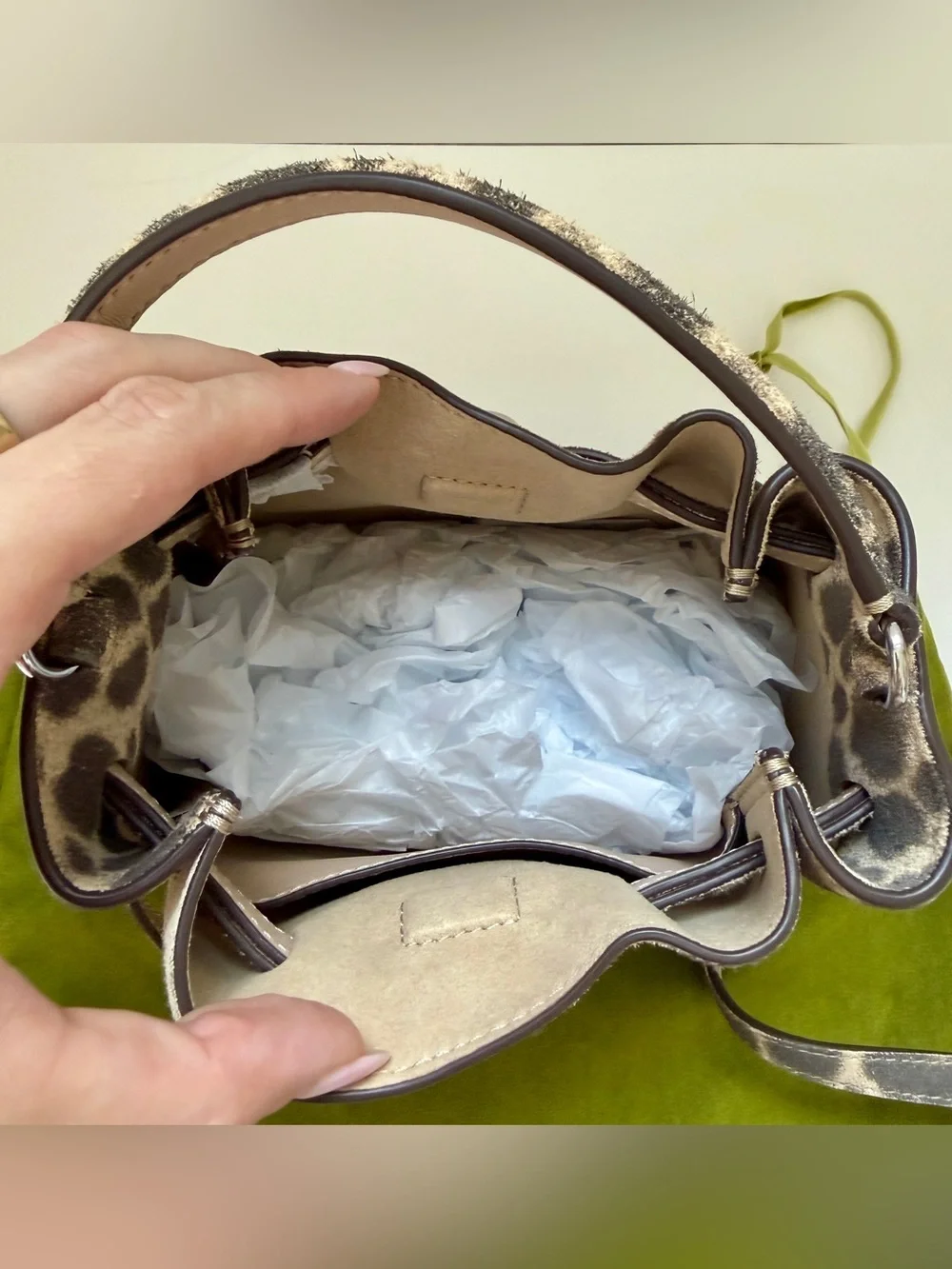 NWOT Tory Burch Mini Romy Suede Bucket Bag – Cheetah Leopard Print Crossbody